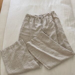 Reformation Beige Linen Wide Leg Pants